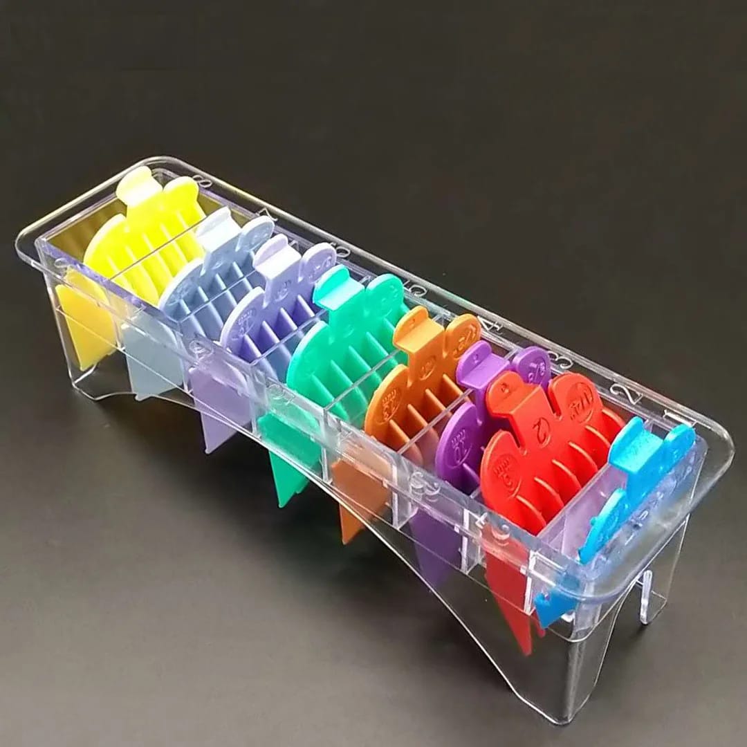 Professional 8 Color Hair Clipper Guide Combs Attachment Set (#1 to #8) - Professional Barbershop Equipment at Tessla Equipment Store